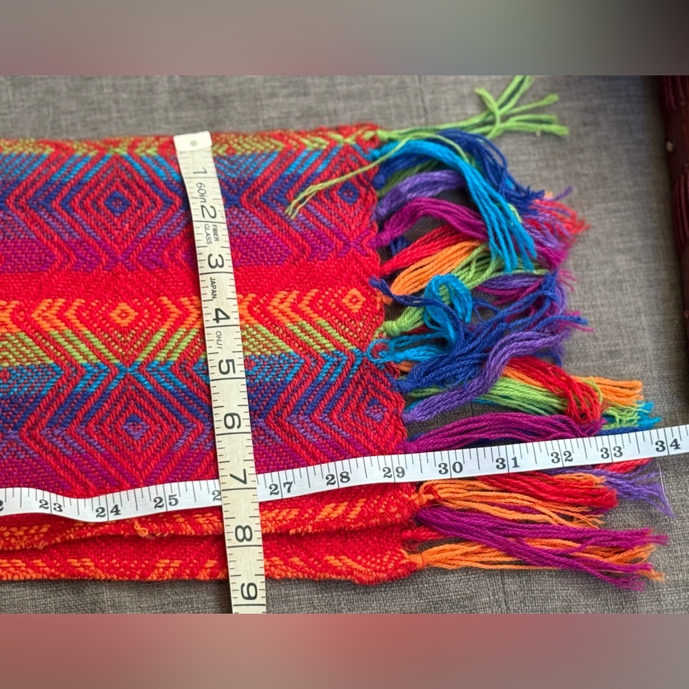 Vibrant Multicolor Fringe Alpaca Scarf - Picture 8 of 10